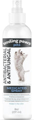 Spray Smiling Paws Pets chlorhexidine-ketoconazole, soin cutané pratique pour chiens et chats.
