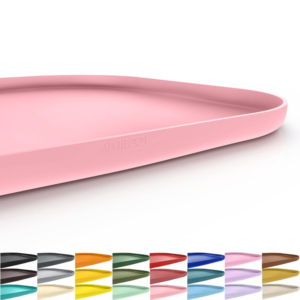 Smiloool tapis alimentaire avec bord élevé rose Sakura; évite les éclabousures lors des repas.