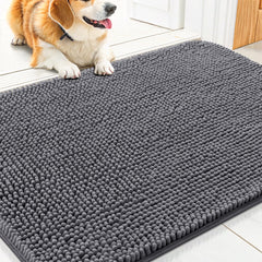Tapis Smiry en chenille absorbant pour pattes mouillées à l'entrée