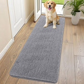 Tapis Smiry en chenille gris, douceur idéale pour l'entrée