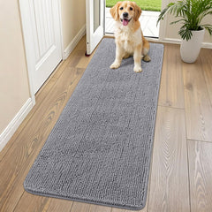 Tapis Smiry en chenille gris, douceur idéale pour l'entrée