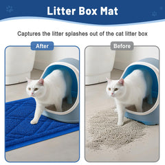 Smiry Tapis Litière Chat bleu barrière liquide, bloque les éclaboussures.