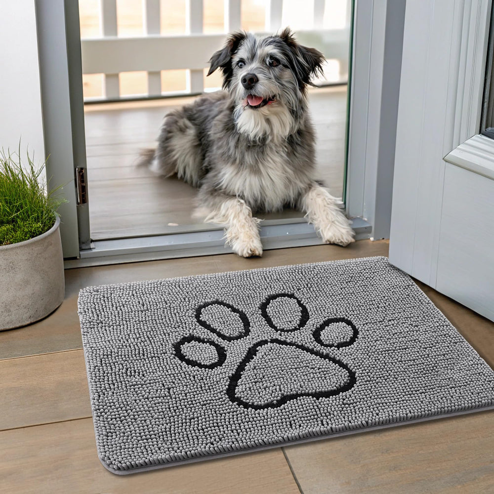 Smiry Tapis de porte avec pattes boueuses, absorption rapide pour sols propres.