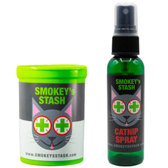 Smokey's Stash spray d'herbe à chat, prêt à l’emploi pour stimuler l’activité féline.