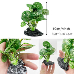 Smoothedo-Pets plante artificielle soie bleue, refuge discret pour poissons et reptiles.