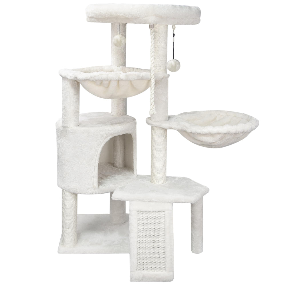 Smouatou Wang Xin arbre-chat triple-niveau avec condo et hamac, repos sûr pour chat.
