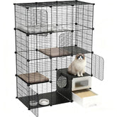 Cage SNAAT pour chat intérieur avec litière intégrée, nettoyage facilité.