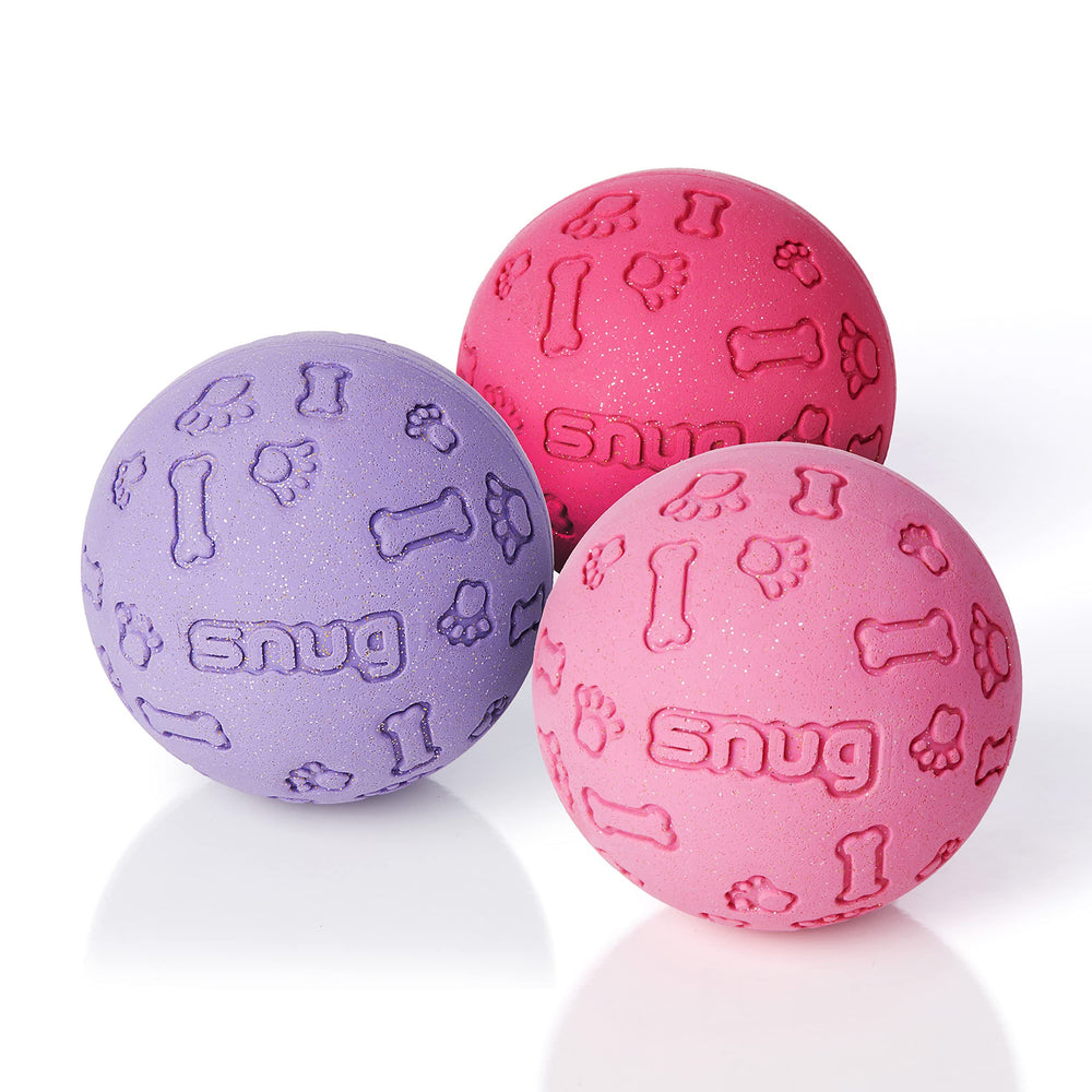 Snug balles en caoutchouc rouges pour chiens, parfaites pour le fetch.