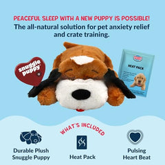 Snuggle Puppy motif beagle brun et blanc, apparence rassurante.