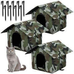 Soaoo cabane chat exterieur camouflage imperméable, refuge chaud pour chats errants.