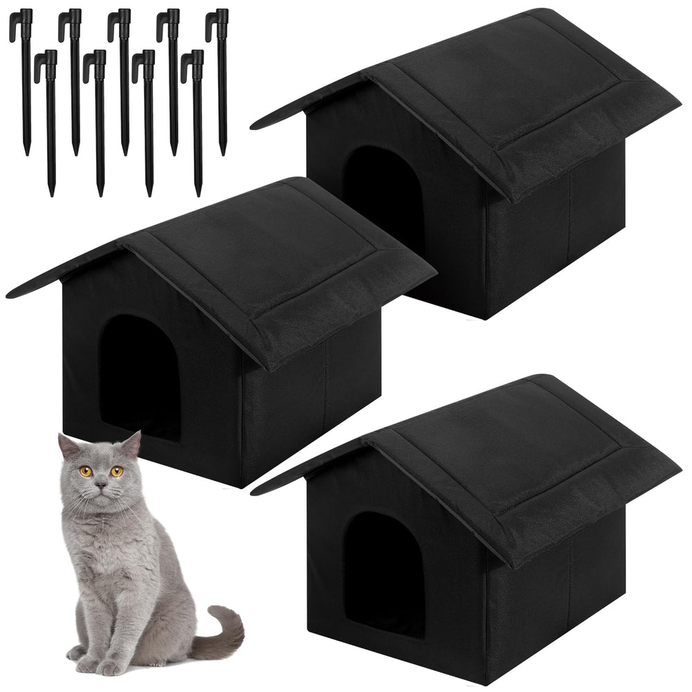 Soaoo trois-pièces maisons chats extérieures – ensemble pratique pour abri des chats