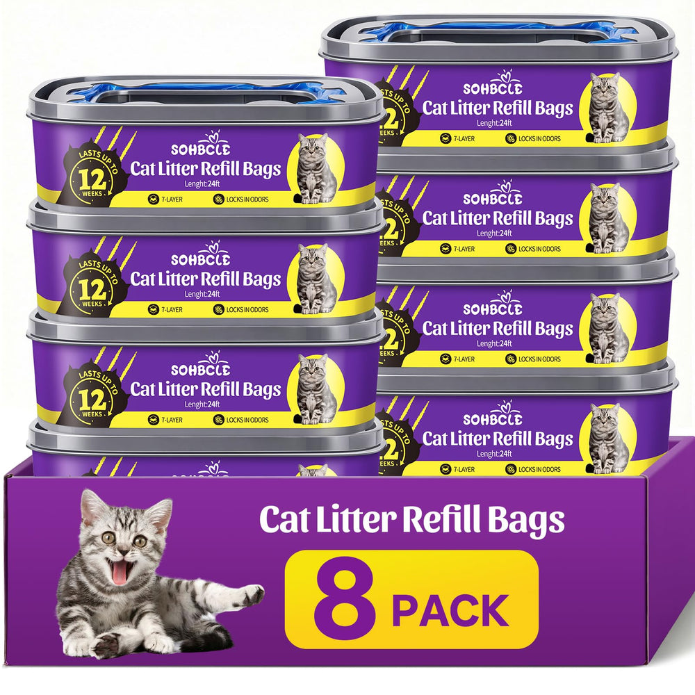 SOHBCLE sachets recharge litière chat 8-pack, compatibles Standard/Plus/Style Pail – pratique.