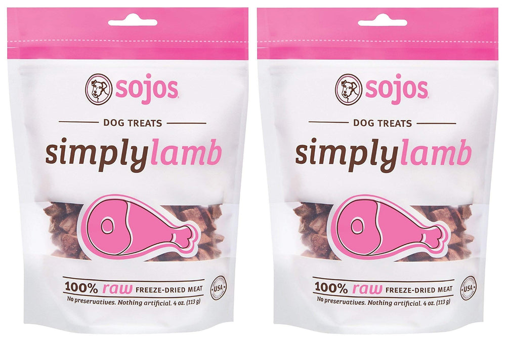 Sojos Agneau cru lyophilisé – emballage pratique en pack de 2 paquets de 4 onces.