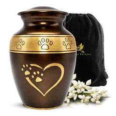 Urne Solace Forever pour animaux de taille moyenne avec empreinte de patte, souvenir durable