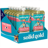 Topper Solid Gold avec tranches de saumon réelles pour chat, goût et texture appréciés.