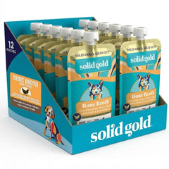 Solid Gold bouillon os poulet bouteille: hydratation et saveur naturelle pour chiens.