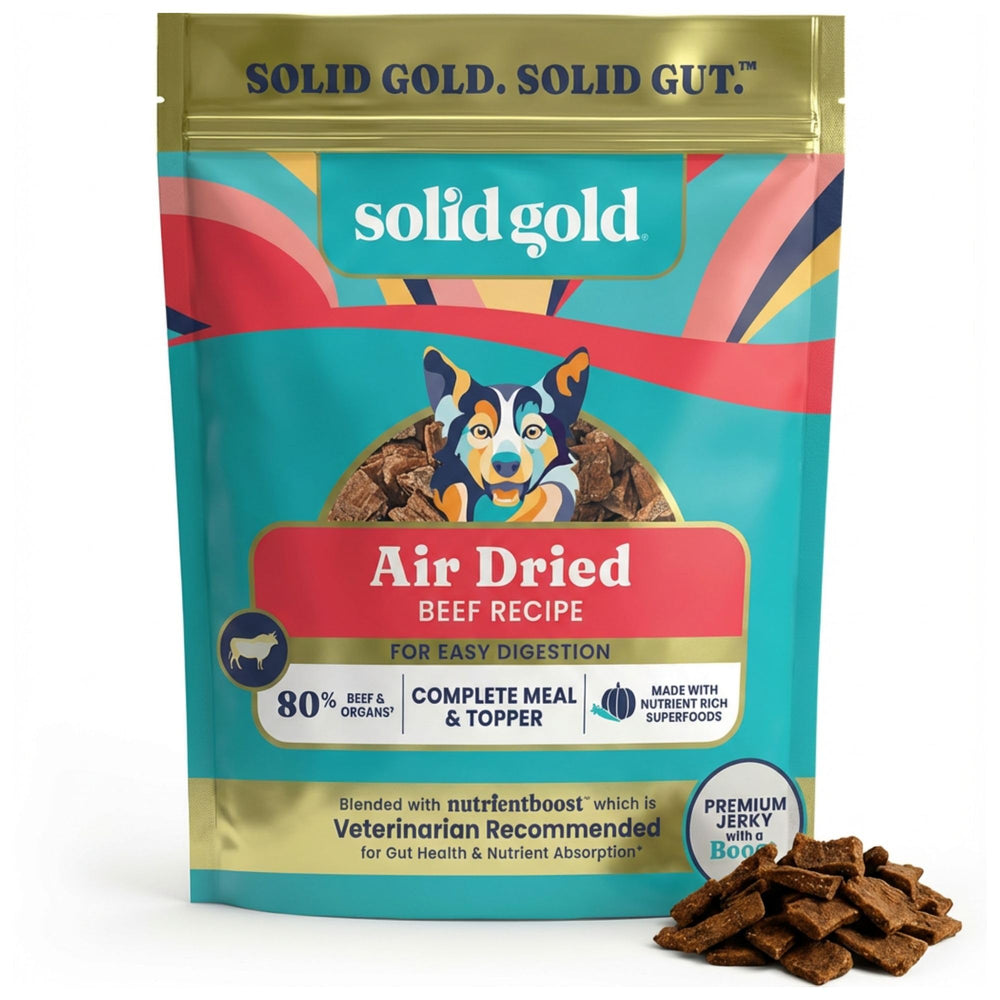 Solid Gold garniture air seche au boeuf reel, ideal comme complement alimentaire.