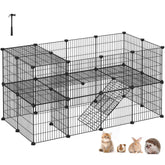 SONGMICS enclos pour petits animaux deux etages, design interieur pour surveillance facile