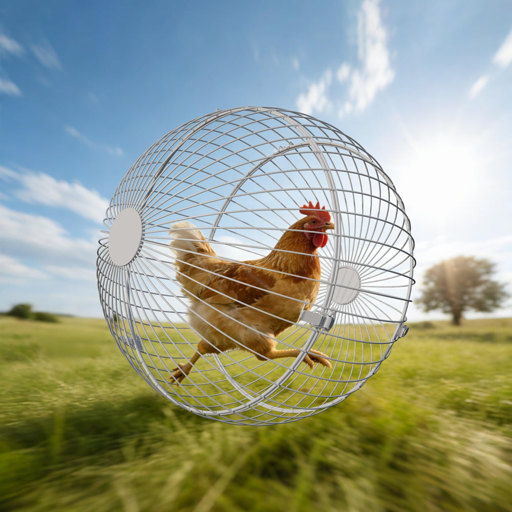 SorenCut cage-balle-poulets-17-7-po: espace sûr pour petits poulets en extérieur.