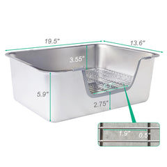 Sorstrem litière filtrante en acier inoxydable – grille haute visible pour petites bêtes.