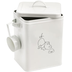 SOUJOY boîte de stockage pour nourriture animale, design blanc vintage sur le comptoir.