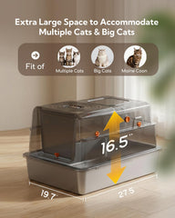 Soulbond XXXL bac a litiere en inox avec entree double, ideal pour plusieurs chats