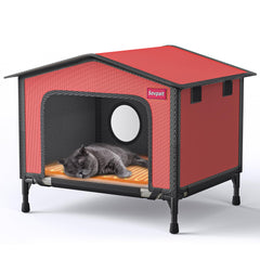 SOVPAIT maison chat exterieur etanche rouge: abri chaud pour chats dehors.