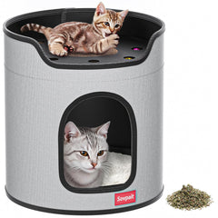 SOVPAIT maison-chat intérieur double, espace repos sécurisé.