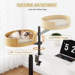Spacocld Cat Desk Bed, rotation 360°, permet au chat de se positionner facilement.
