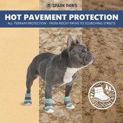 Spark Paws turquoise vue arrière, protection des pattes sur tout terrain