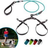 SparklyPets laisse double chien bungee rotation 360 pour deux chiens sans nœuds.