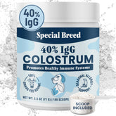 Special Breed Colostrum chien – bouteille, soutien immunitaire potentiel pour chiens actifs.