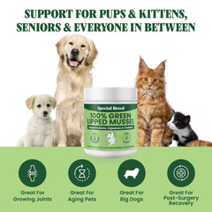 Special Breed poudre facile à ajouter au repas pour soutenir joints et muscles.