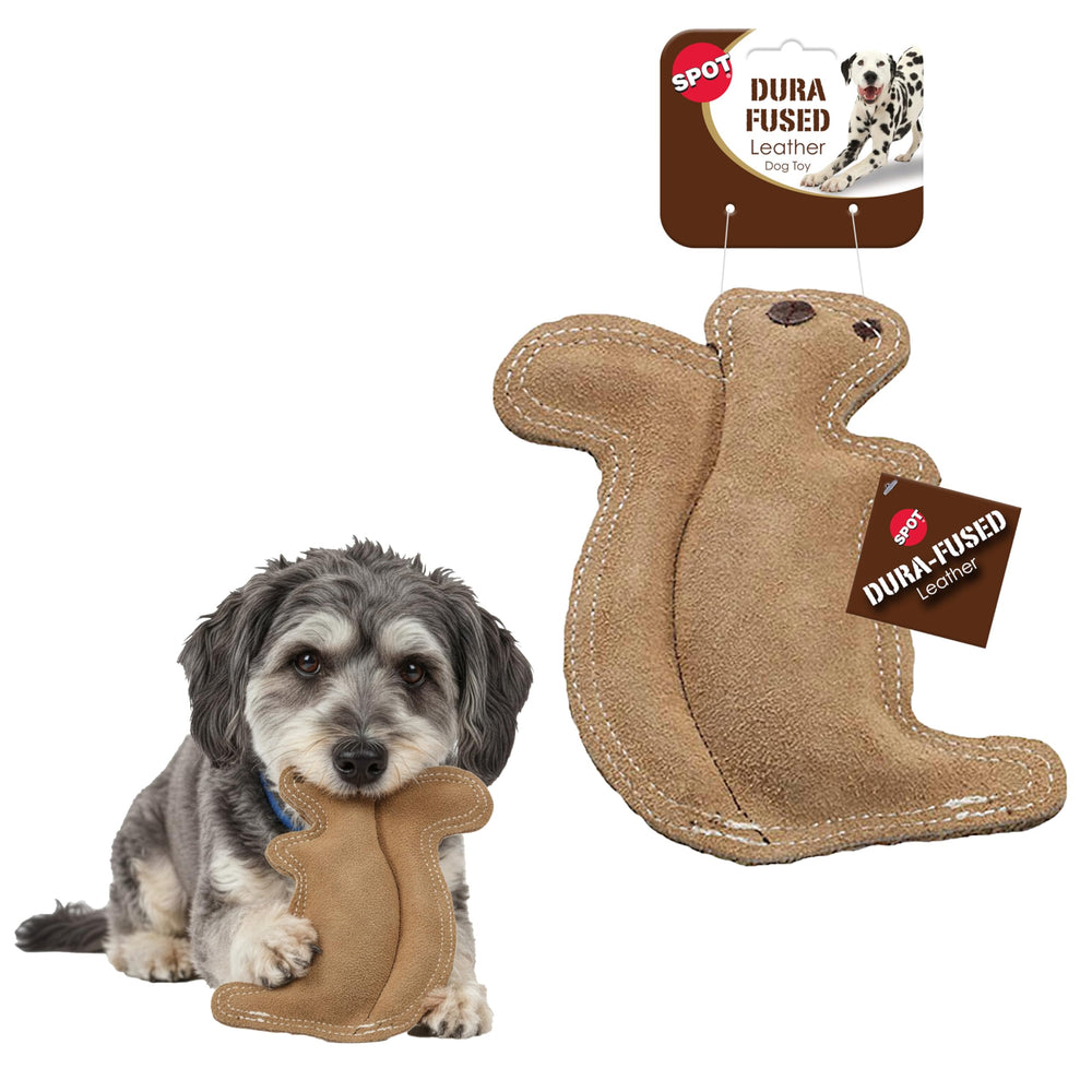 SPOT jouet écureuil en cuir durable pour chiens, parfait pour le jeu et la mastication
