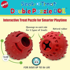 SPOT Seek-A-Treat Balle-Puzzle Double avec deux compartiments pour varier les friandises.