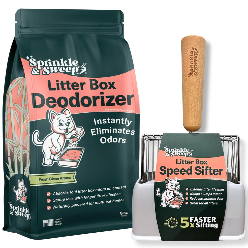 Sprinkle & Sweep désodorisant litière en 8oz neutralisant les odeurs.