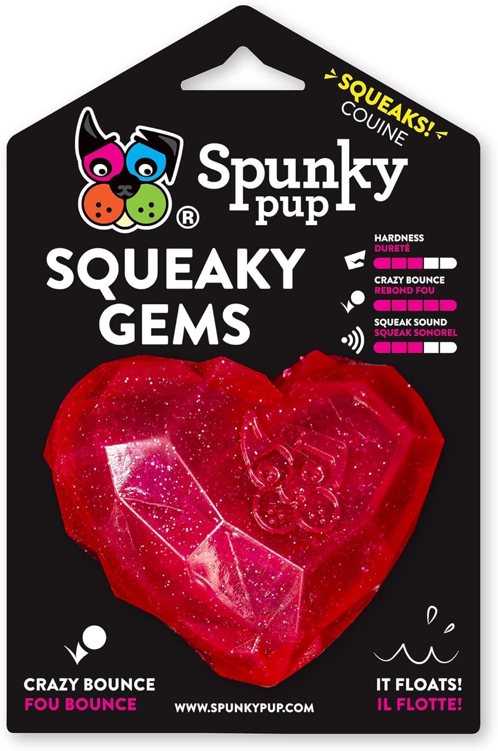 Spunky Pup Coeur Gemmes Siffant – jouet flottant idéal pour plage et jeux.
