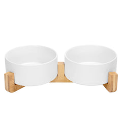 Bol SPUNKYJUNKY en céramique avec support bois antidérapant et capacité 850 ml.