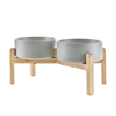 Bol SPUNKYJUNKY en céramique surélevé gris pour repas confortables