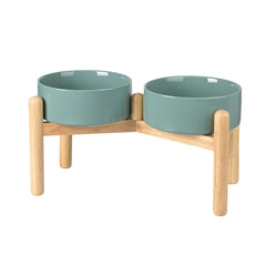 SPUNKYJUNKY : gamelle surélevée en céramique et socle bois pour une posture plus naturelle.