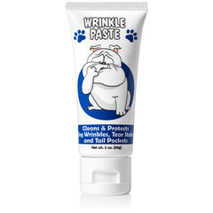 Squishface Wrinkle Paste sur le visage, bouledogue, améliore les plis et la propreté.