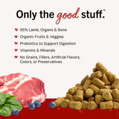 Ingrédients d'organes et os d'agneau Stella et Chewy's.