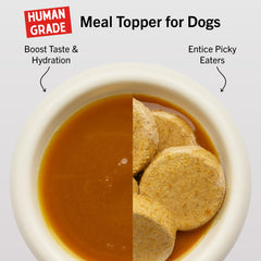 Verse dans un bol: bouillon hydratant et savoureux pour chien.