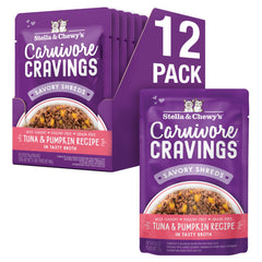 Sachet thon-potiron Stella & Chewy's Carnivore Cravings, repas savoureux pour chats exigeants.