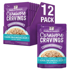 Sachet Stella & Chewy's Carnivore Cravings au saumon, texture charnue et bouillon appétissant pour chats exigeants