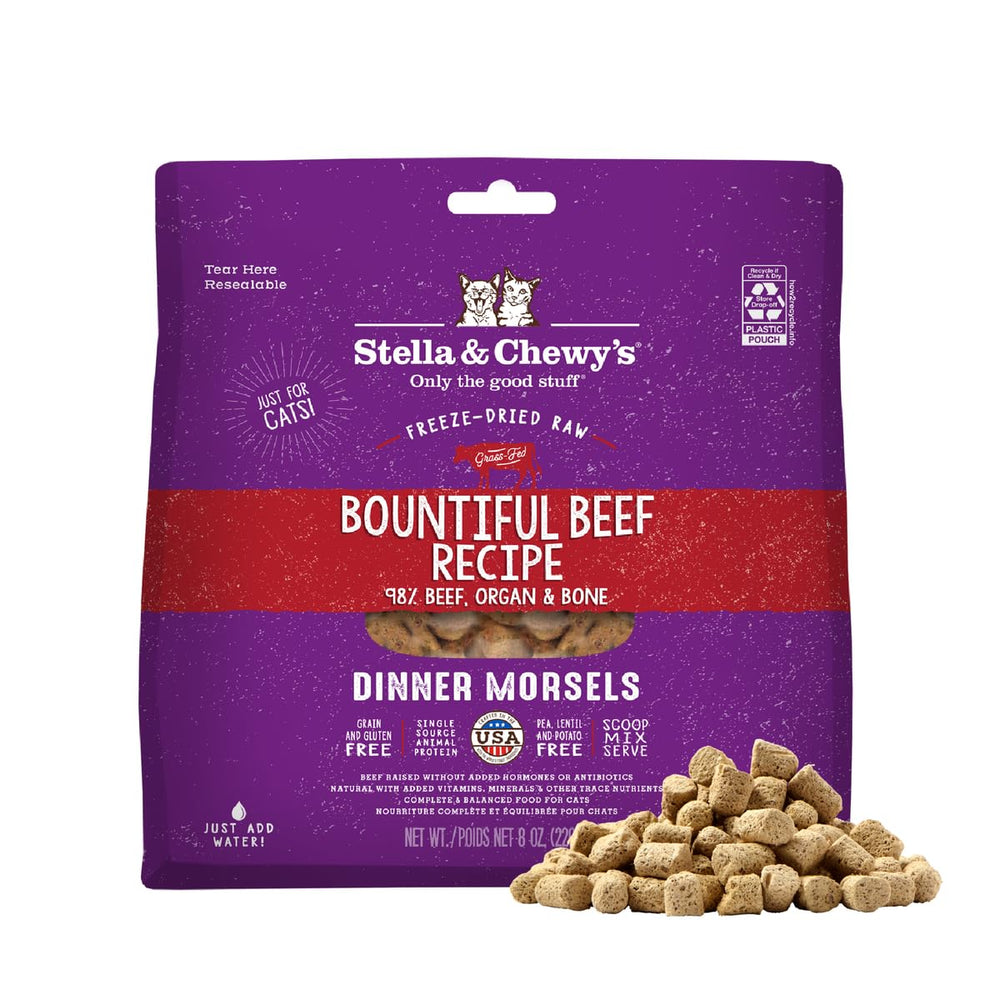 Morceaux crus boeuf Stella & Chewy's — texture croustillante et goût riche.