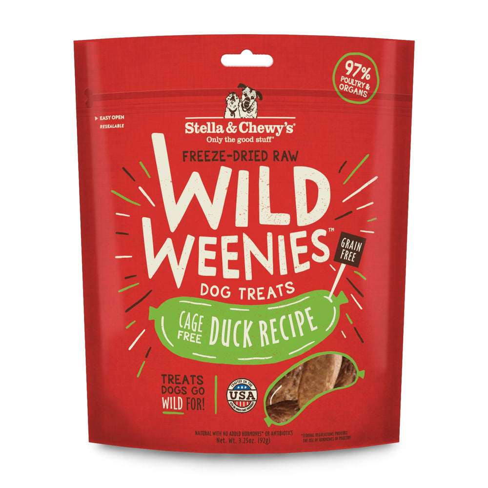 Friandise Stella & Chewy's Wild Weenies dans un sachet 3,25 oz, idéale pour l'entraînement.
