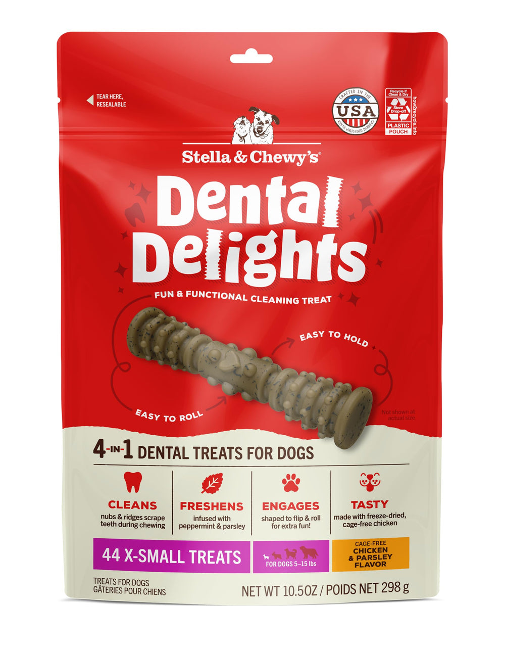 Stella & Chewy's Dental Delights, paquet 10,5 onces, aide à nettoyer les dents.