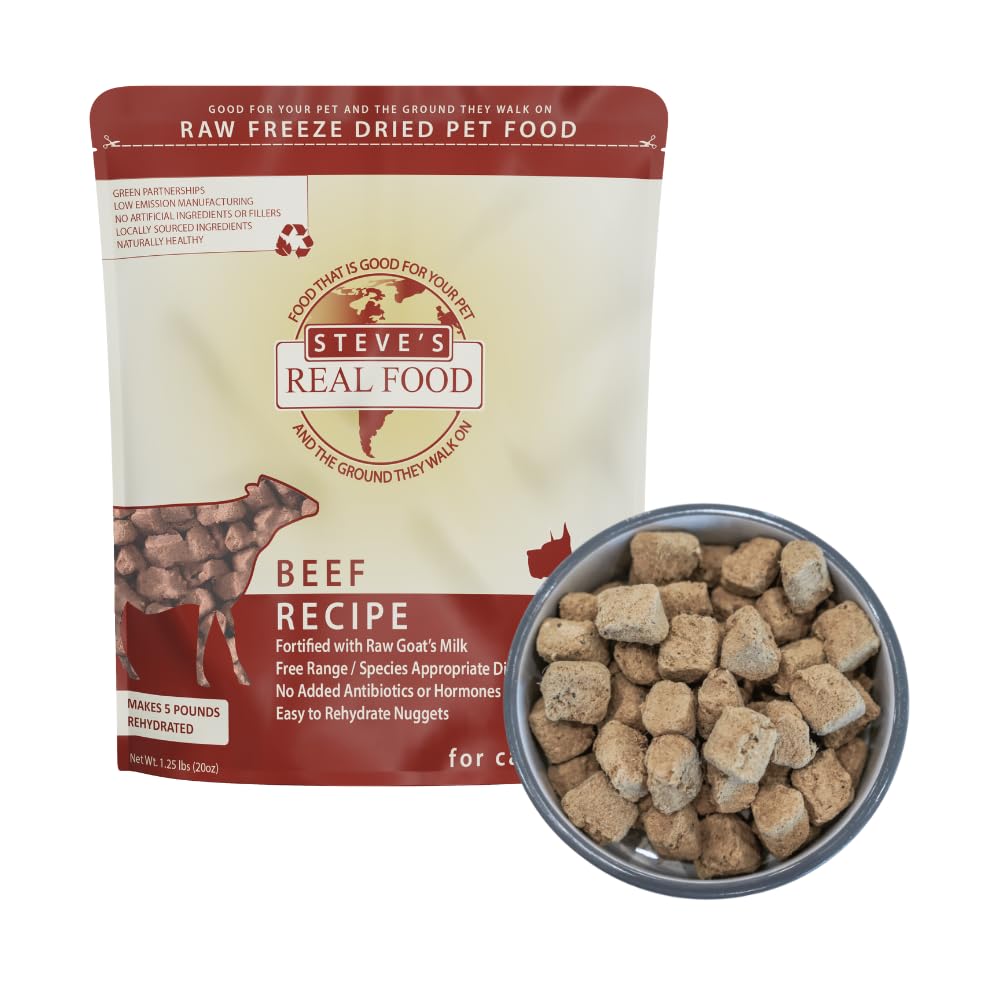 Steve's Real Food Nuggets boeuf lyophilisés emballage clair et pratique pour repas rapide.