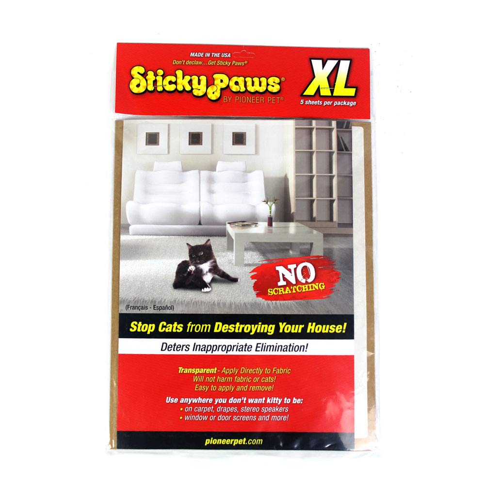 Sticky Paws Pioneer Pet XL Feuilles 9x12 sur meuble, repousse les sauts.